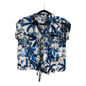 EUC Tommy Bahama Button Down Shirt Women’s Size M Blue White Floral